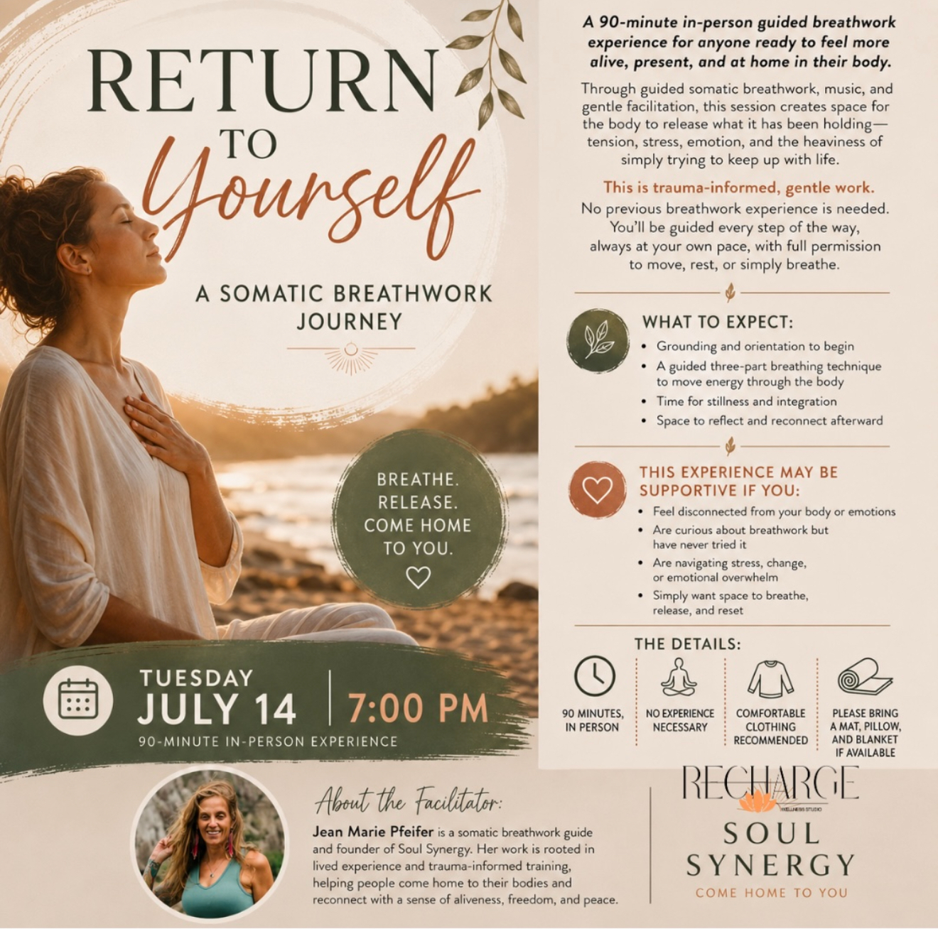 Return to Yourself: A Somatic Breathwork Journey with Jean Marie Pfeifer | Soul Synergy