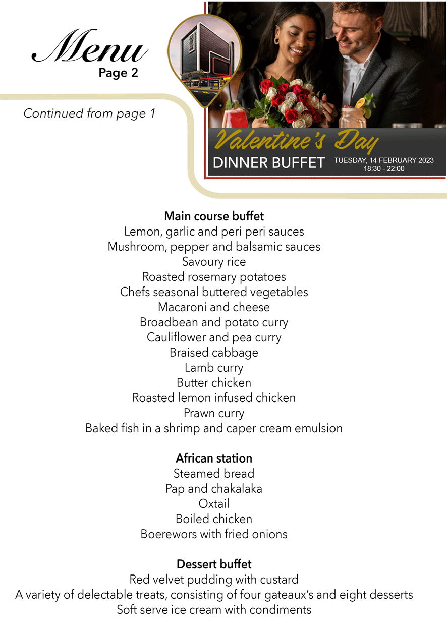 Valentines Day Dinner, Saffron Restaurant, Coastlands Umhlanga Hotel