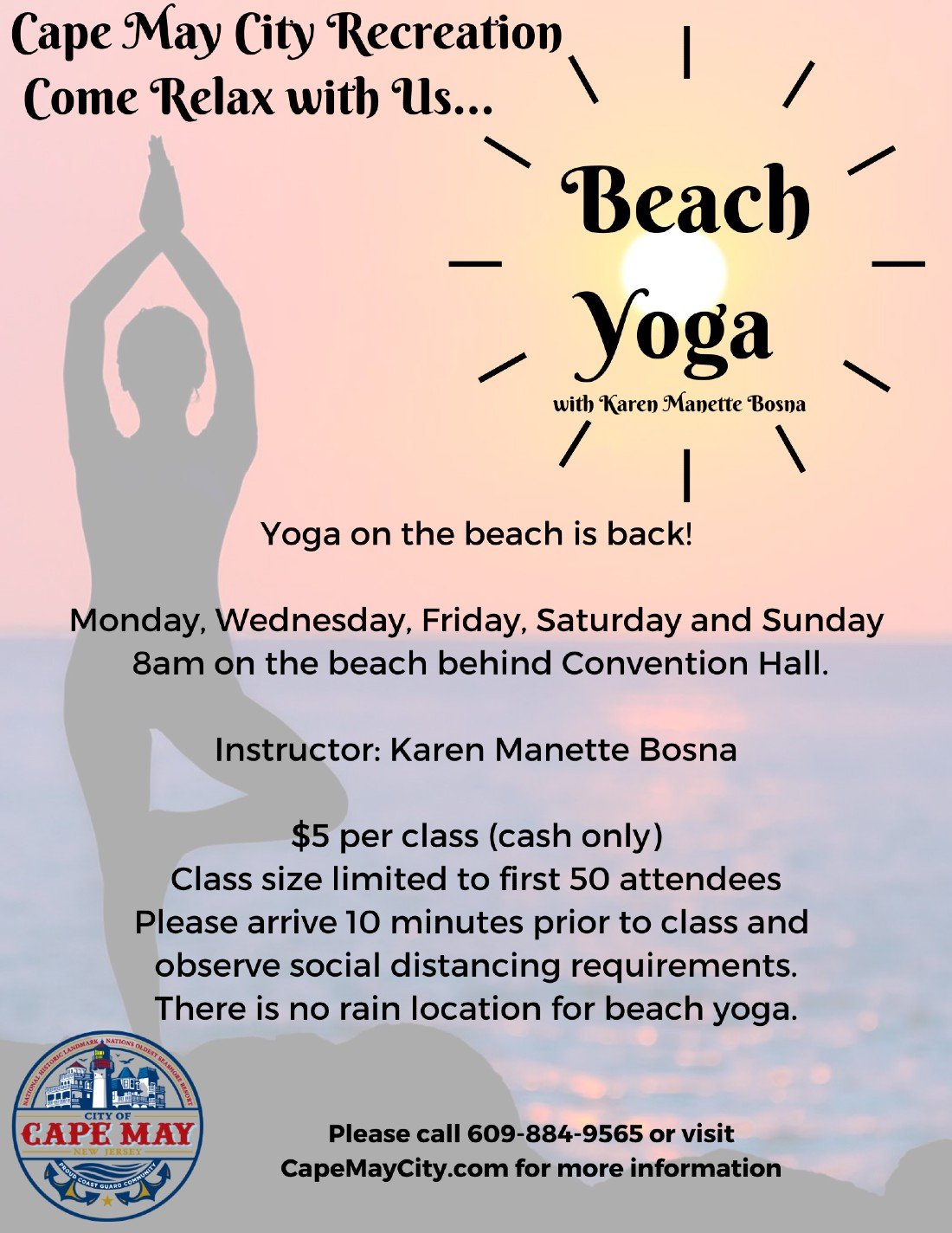 YOGA CAPE MAY Yoga on the Beach, on the beach behind the Convention