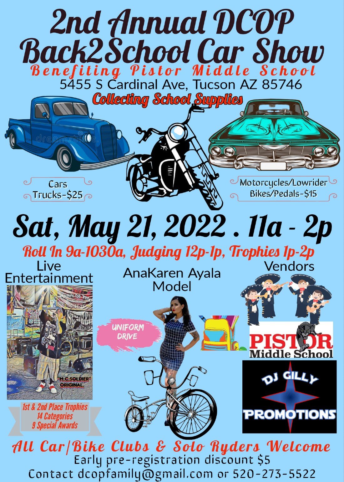 2nd Annual DCOP Back2School Car Show Tickets Pistor Middle School