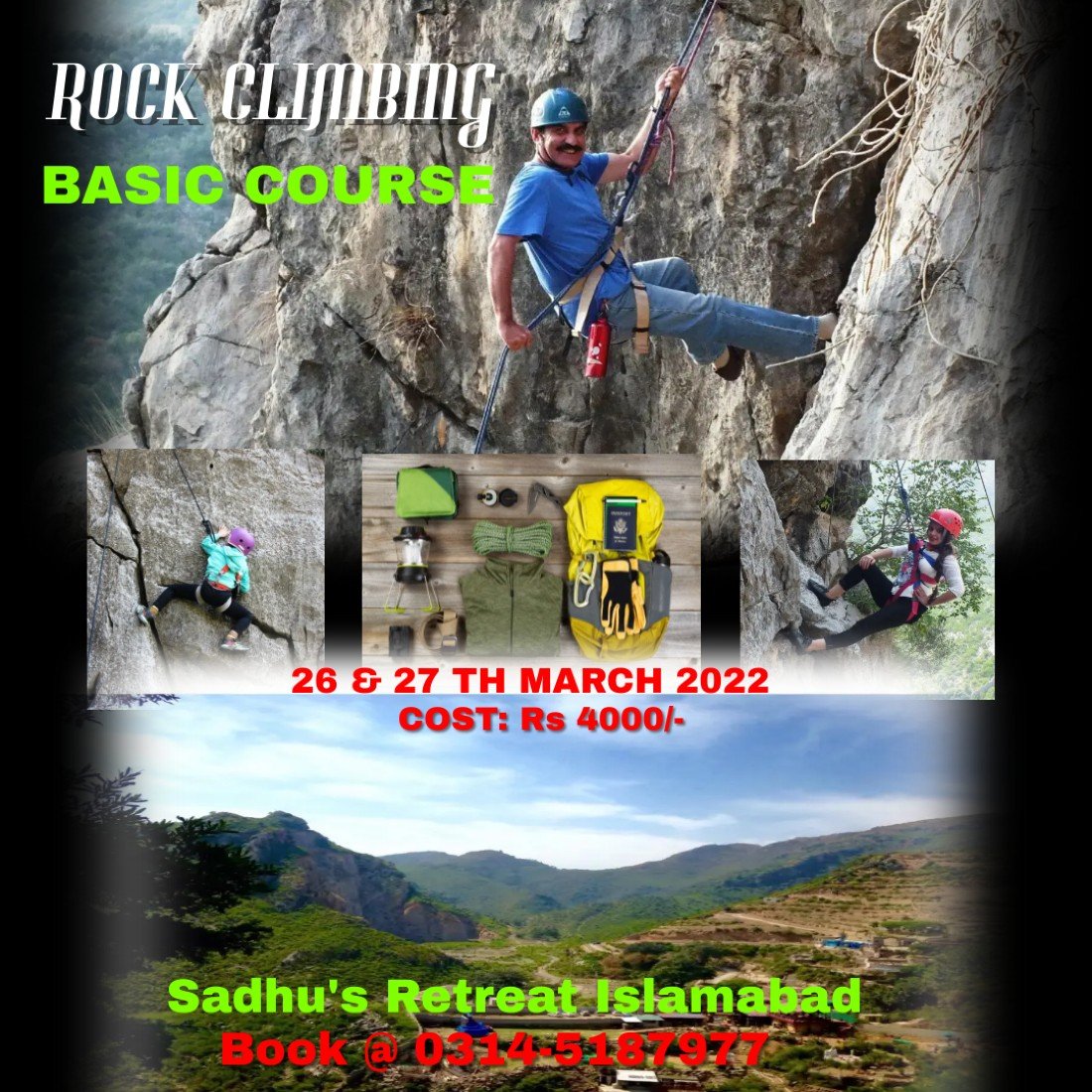 Rock climbing Basic Course , Sadhu's Retreat, islamabad, 26 March to 27