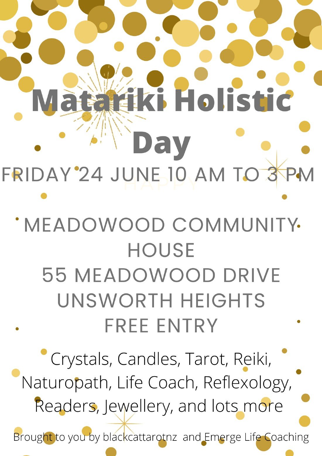 Matariki Holistic event, Meadowood Community House Meadowood Drive
