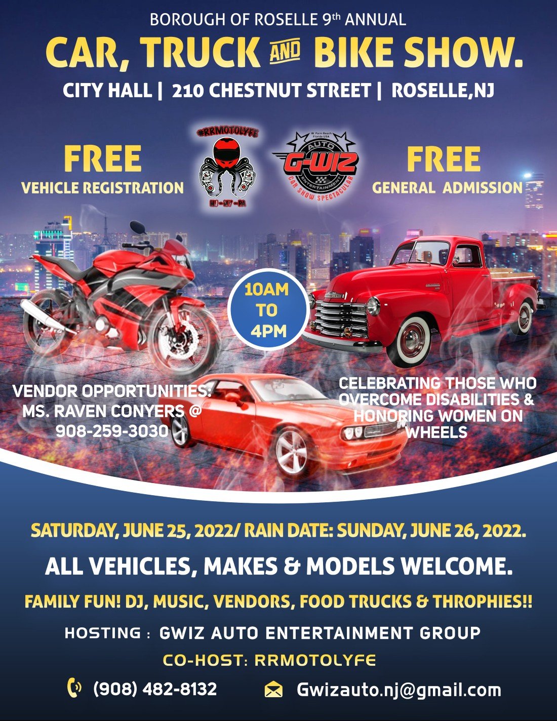 9th ANNUAL BOROUGH OF ROSELLE CAR, TRUCK & BIKE SHOW, CITY HALL