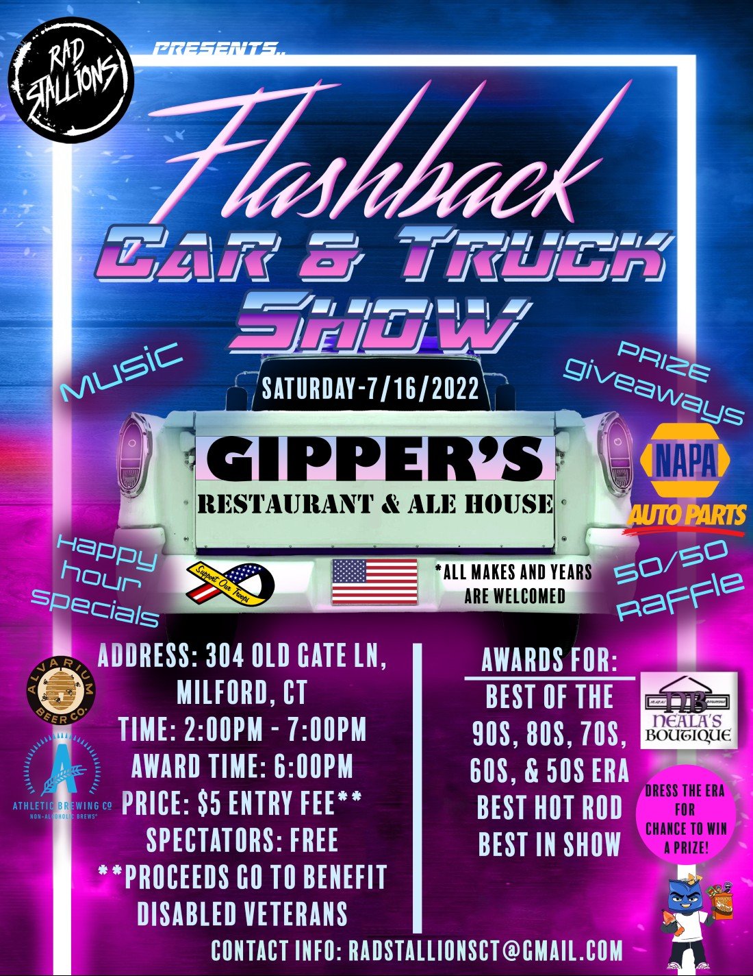 Flashback Car and Truck Show, Gipper's Restaurant & Ale House, Milford