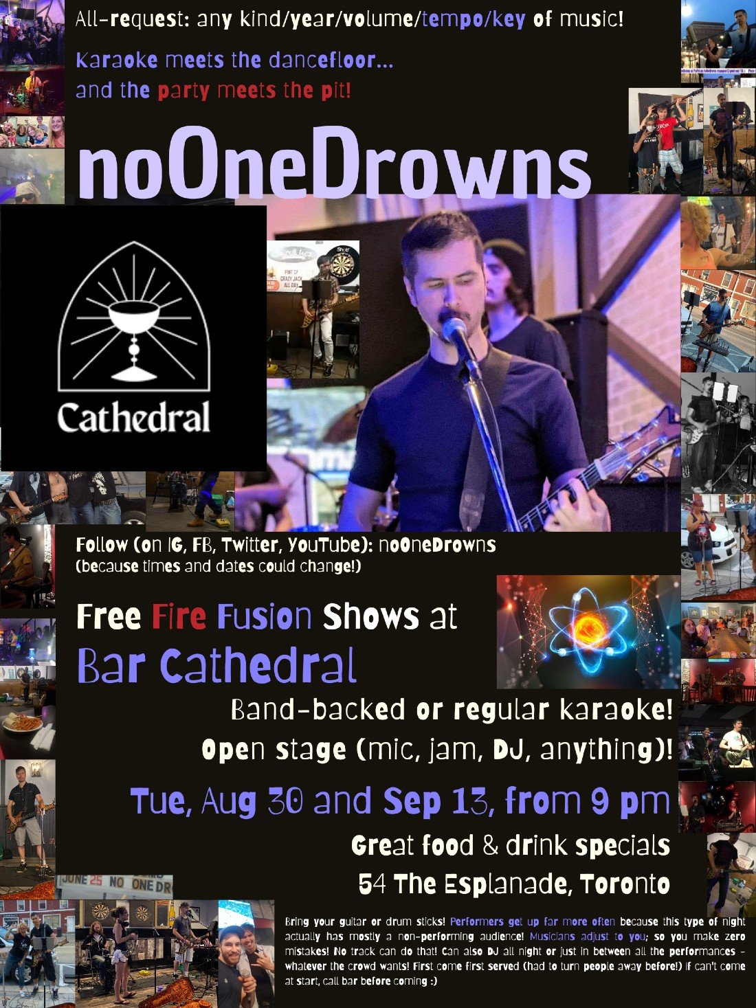 Bandbacked (or not) karaoke, DJ, Open mic/jam, Allrequest Live Band