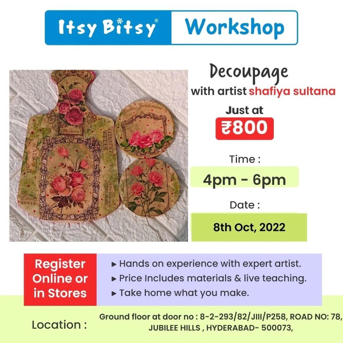 Decoupage art , itsy bitsy , Hyderabad, 8 October 2022 AllEvents.in