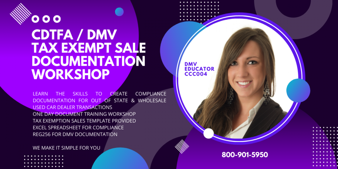Orange County CDTFA / DMV Car Dealer Tax Exempt Sales Reporting