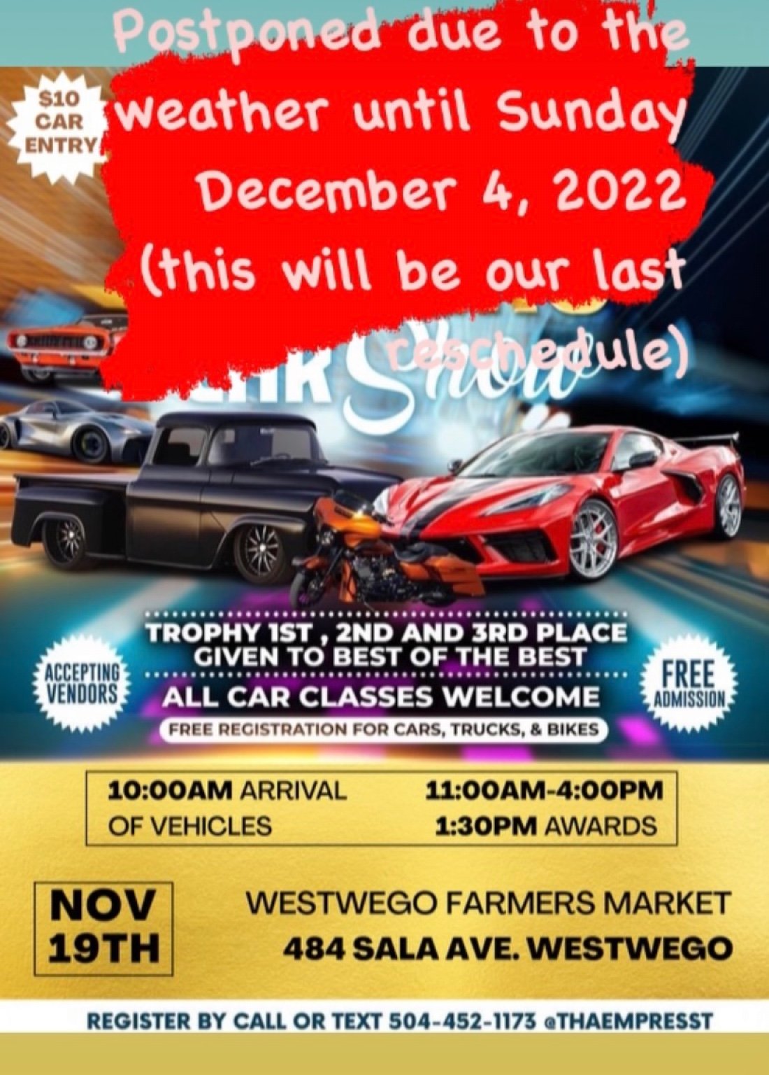 1st Annual The GR8 Car Show, Westwego Farmers Market, December 4 2022