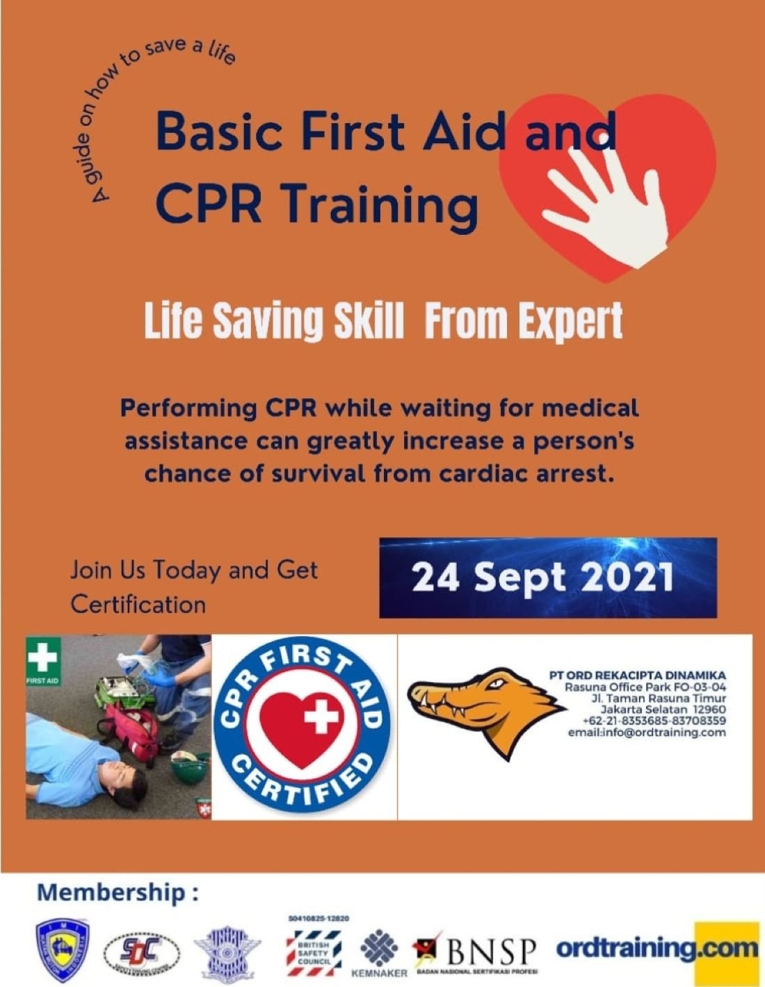 Basic First Aid and CPR, PT ORD Rekacipta Dinamika, Jakarta, January 12 2023 AllEvents.in