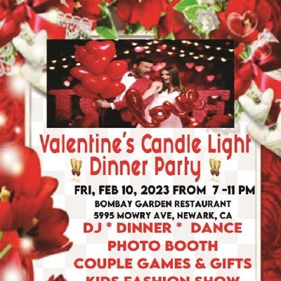 Valentines Candle Light Dinner Party, Bombay Garden Restaurant, Newark