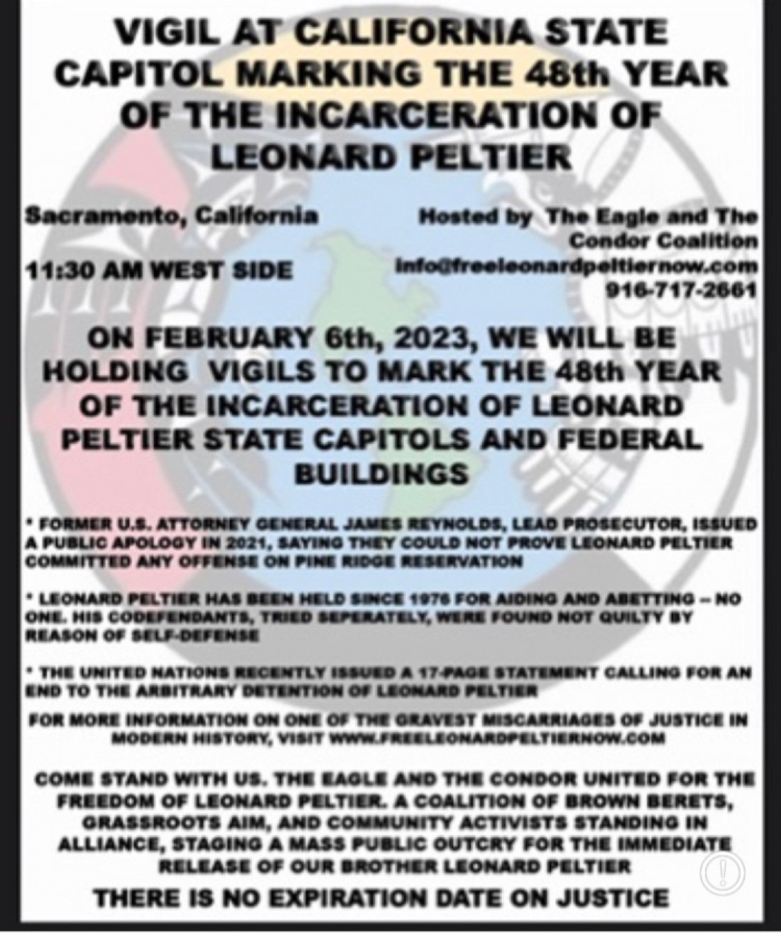 Rally for Indigenous Political Prisoner LEONARD PELTIER, California 