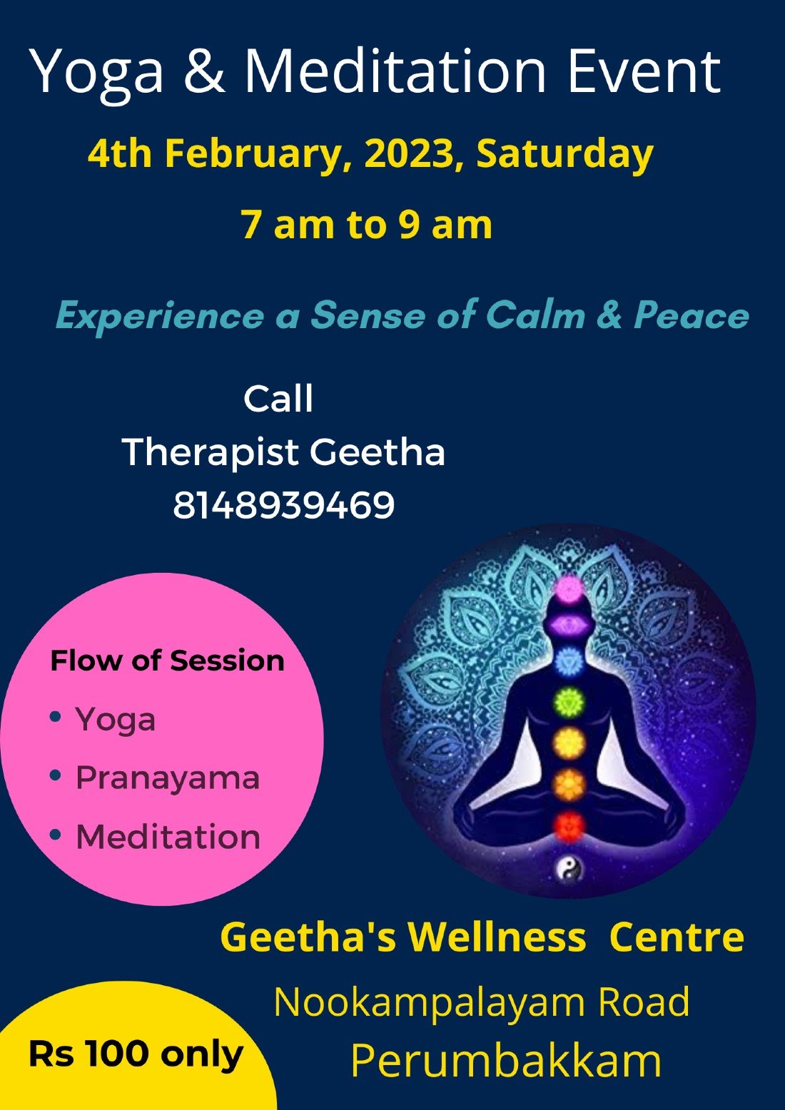 Yoga & Meditation Event , Perumbakkam, Chennai, 4 February 2023