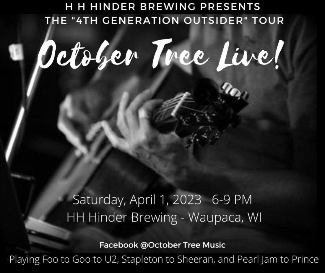 Live Music October Tree in Waupaca, WI, H.H. Hinder Brewing Co