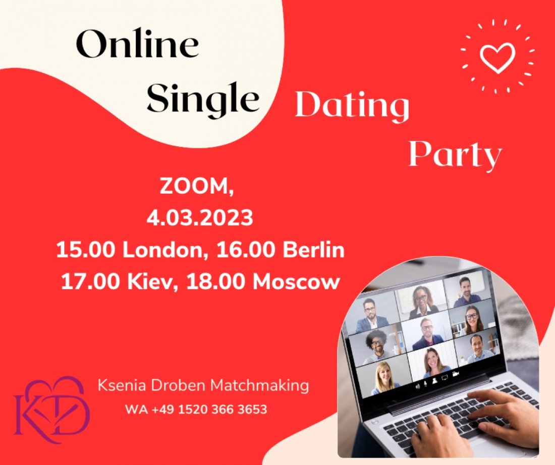 Online Single Dating Event on Zoom, meet 60 Singles, March 4 2023