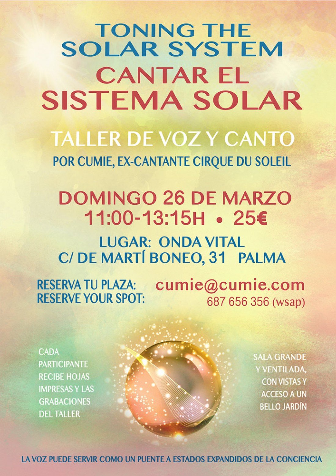 Voice & Singing wkshp, ex Cirque du Soleil singer Sing Solar System