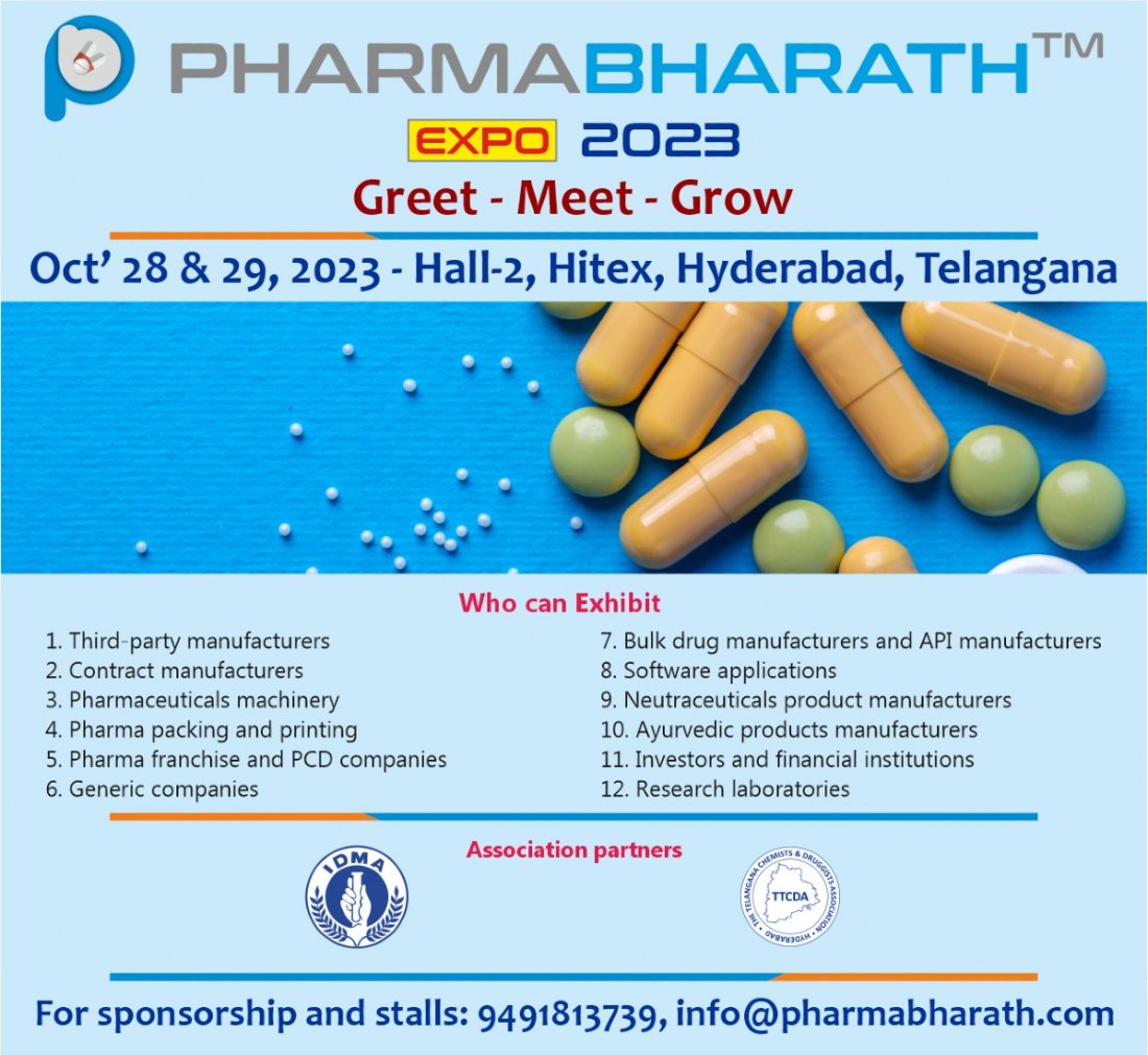 Pharmabharath Expo 2023, HITEX Exhibition Center, Hyderabad, 28 October