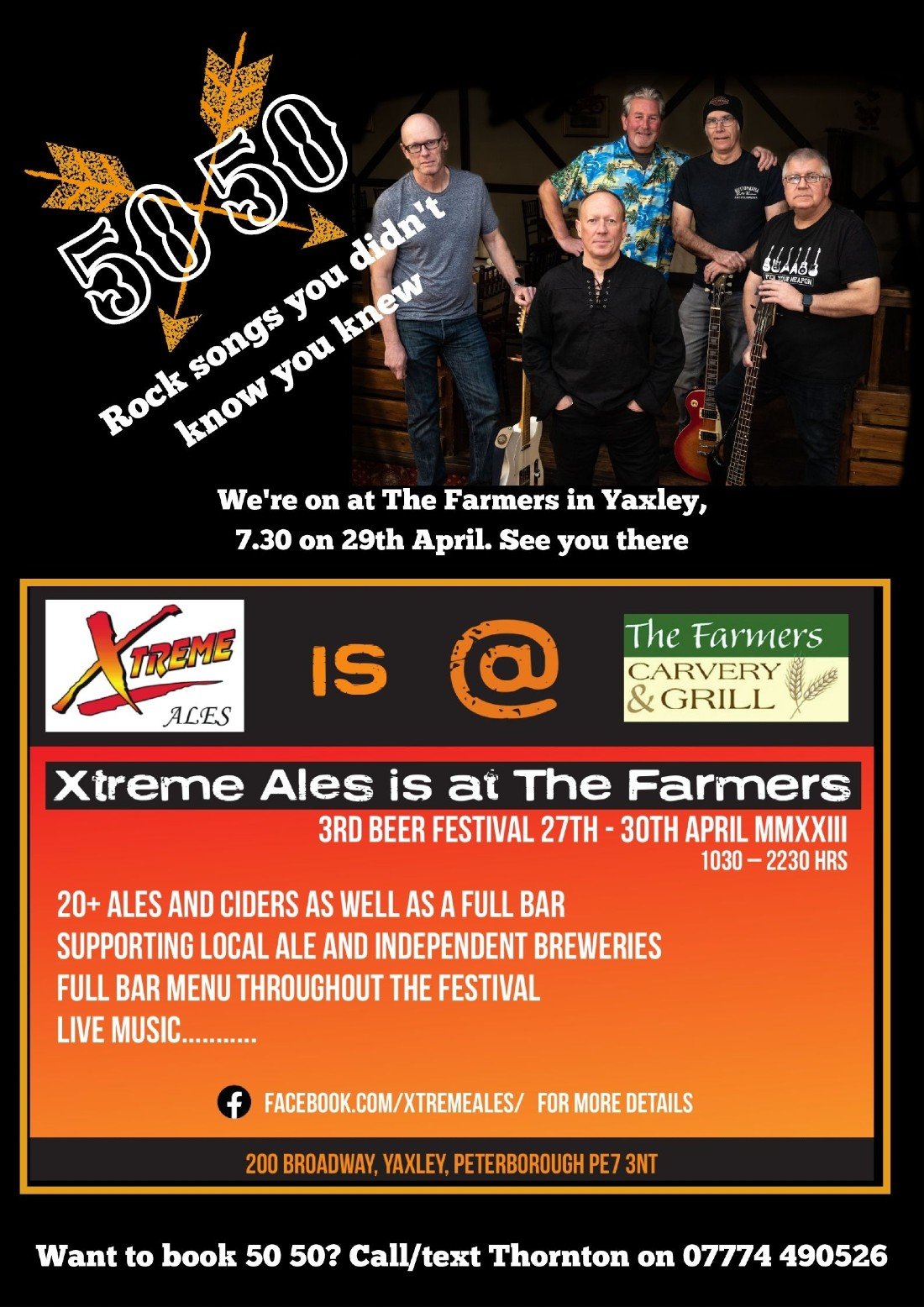 50 50 Yaxley Beer Festival (FREE!), The Farmers Carvery & Grill
