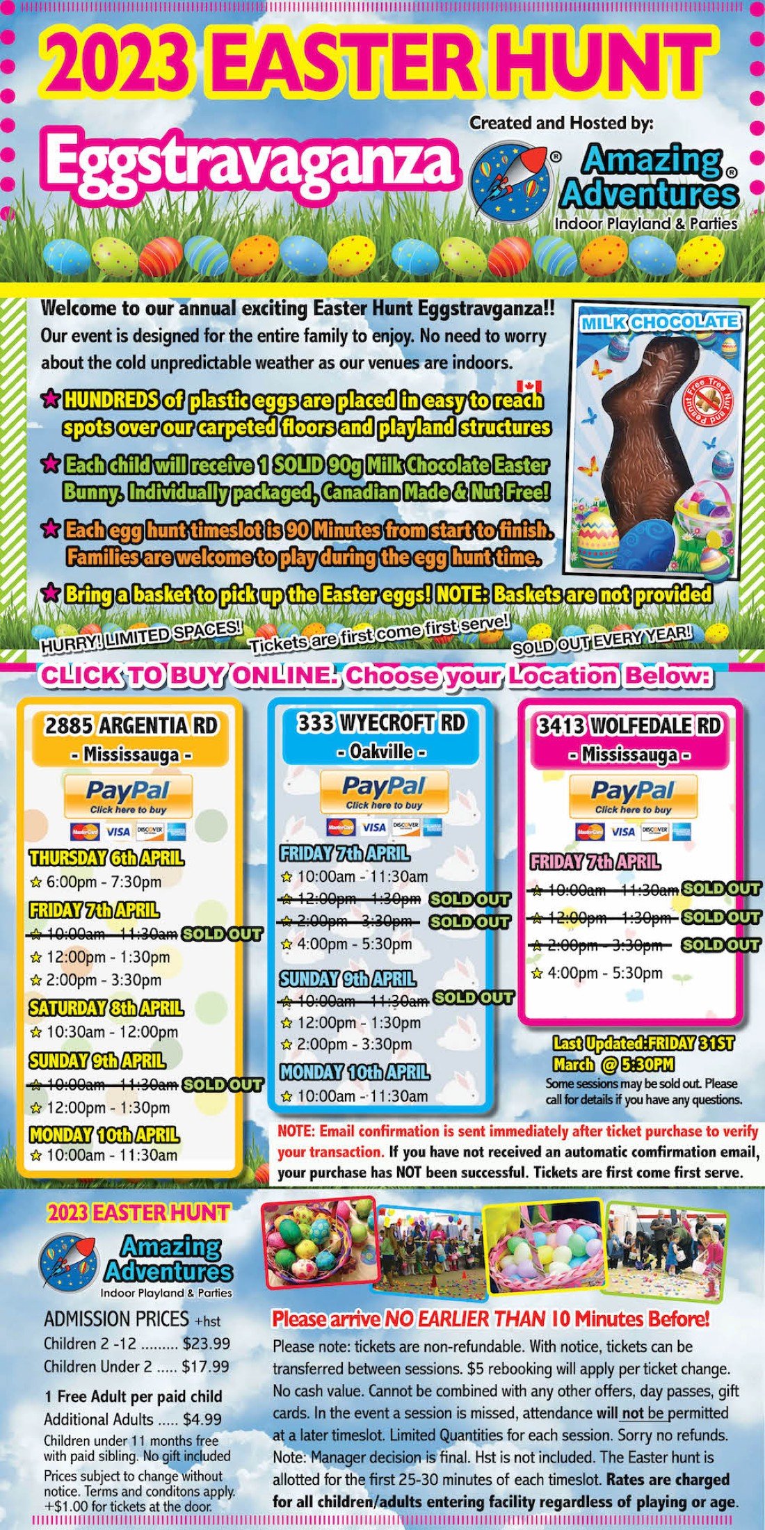 Easter Egg Hunt At Amazing Adventures Playland OAKVILLE MONDAY 10TH