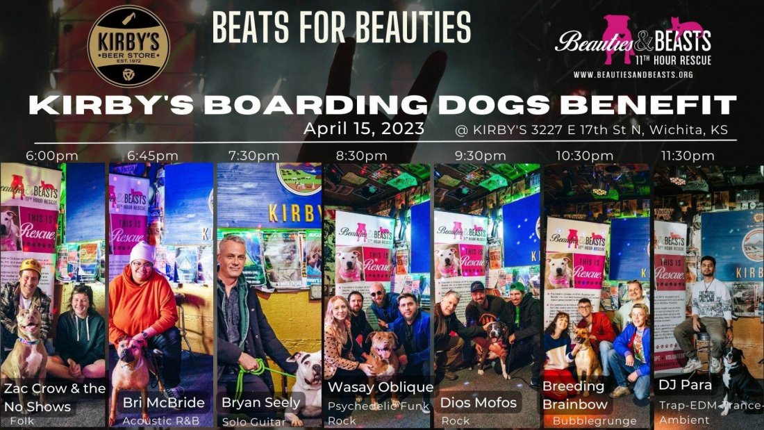 Kirbys Boarding Dogs Benefit Concert, Kirby's, Wichita, 15 April to 16