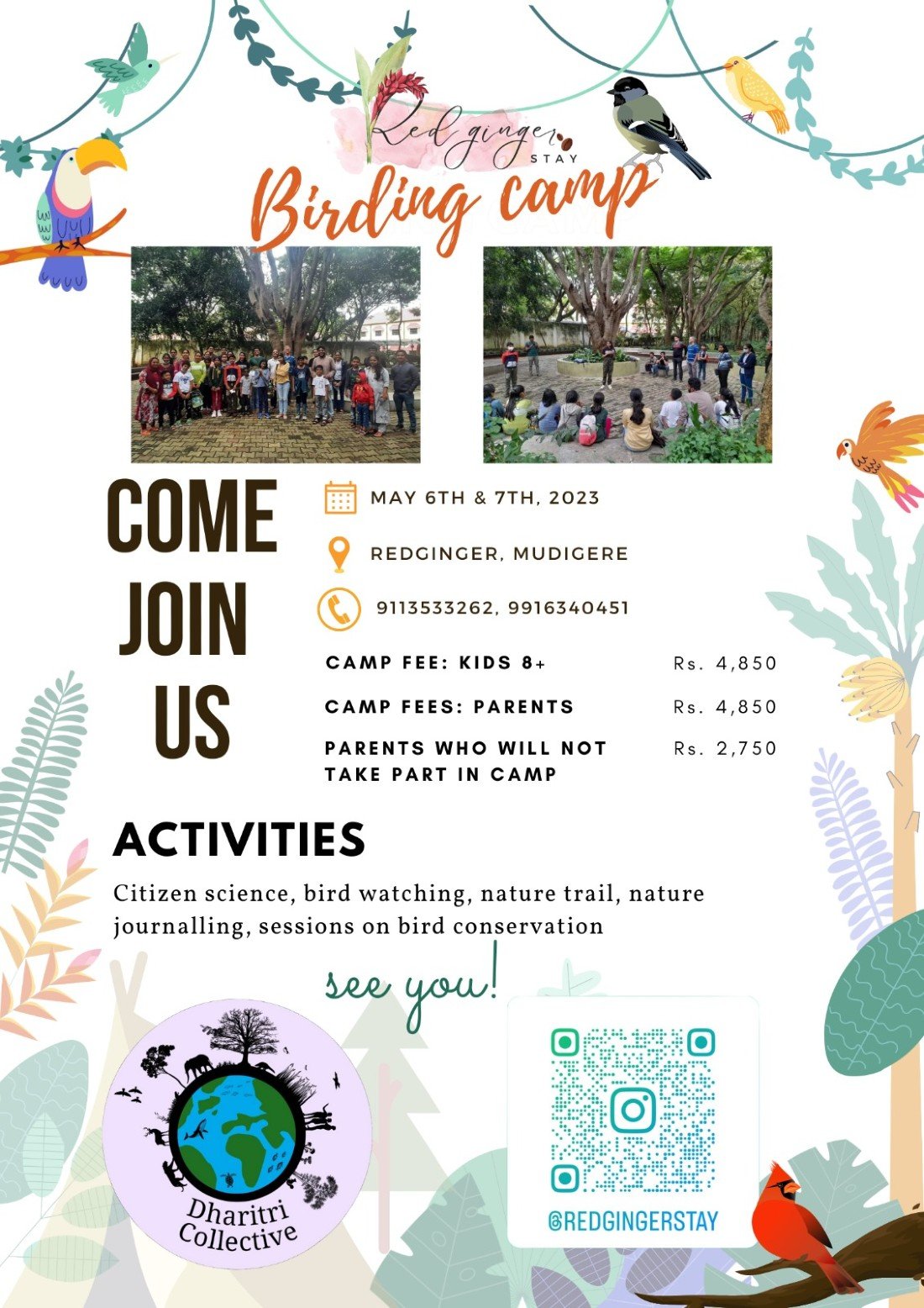 Birding Camp in Western Ghats, Red Ginger Stay, Chikmagalur, May 6 2023