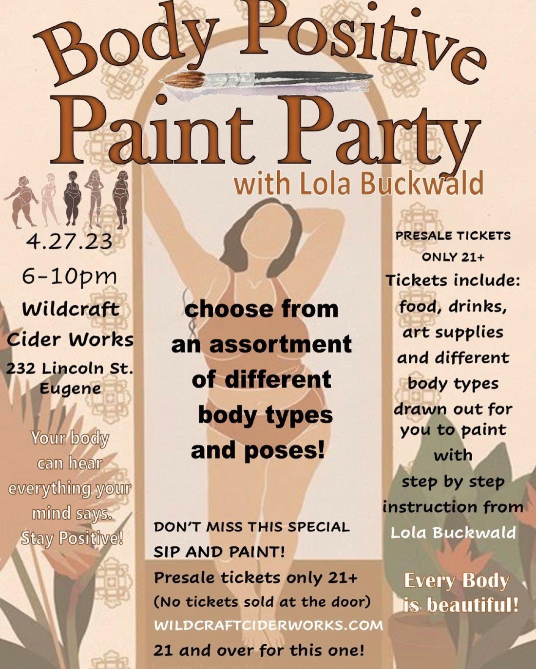 SIP N PAINT BODY POSITIVE WITH LOLA BUCKWALD, WildCraft Cider Works, Eugene, 27 April 2023