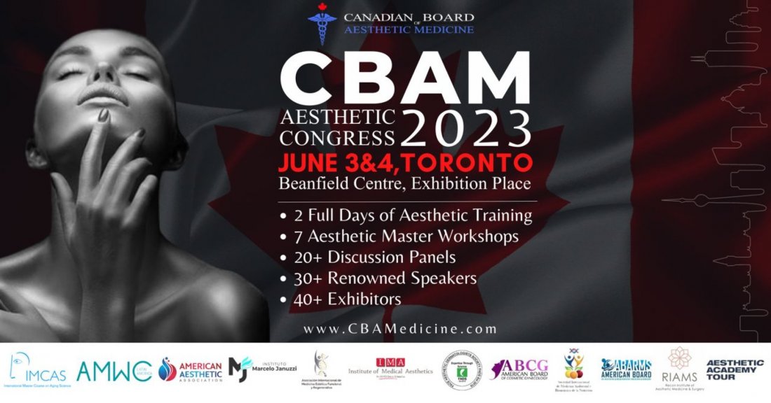 CBAM Aesthetic Congress 2023, Beanfield Centre, Toronto, 3 June to 4