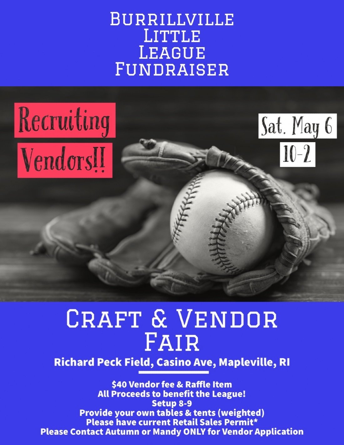 Burrillville little leagues 2nd annual craft fair, Richard Peck field