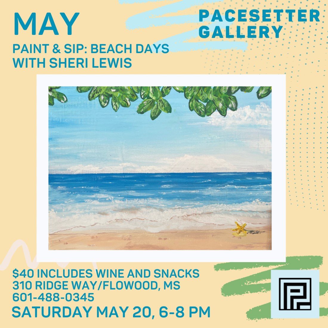 May Paint and Sip Beach Days with Sheri Lewis, Pacesetter Gallery