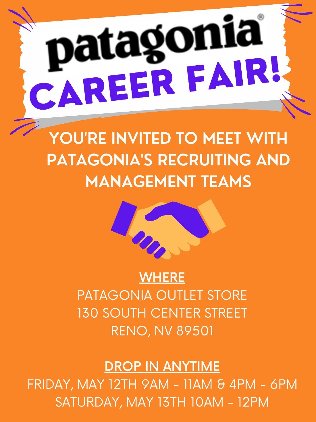 Patagonia Career Fair, Patagonia Outlet, Reno, 13 May 2023 AllEvents.in