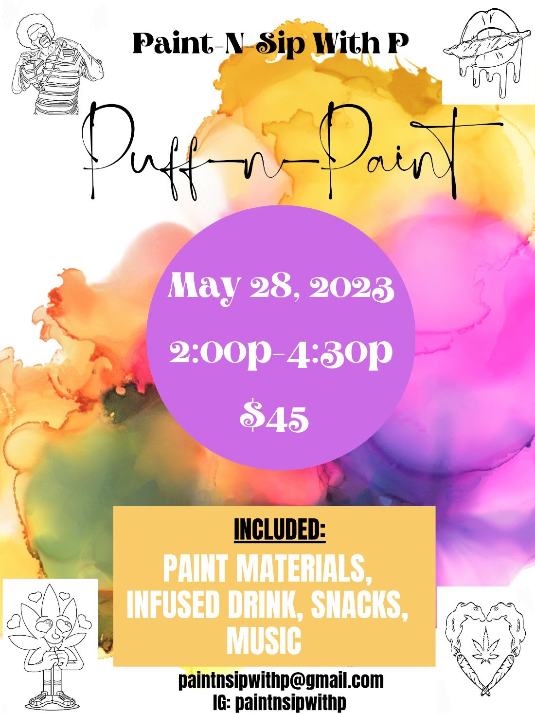 PuffnPaint Day Event, Paint N Sip With P Studio , Oakland, May 28
