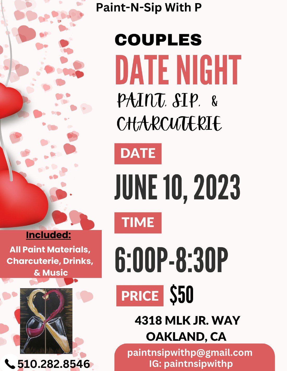 Couples Date Night Paint, Sip & Charcuterie, Paint N Sip With P Studio