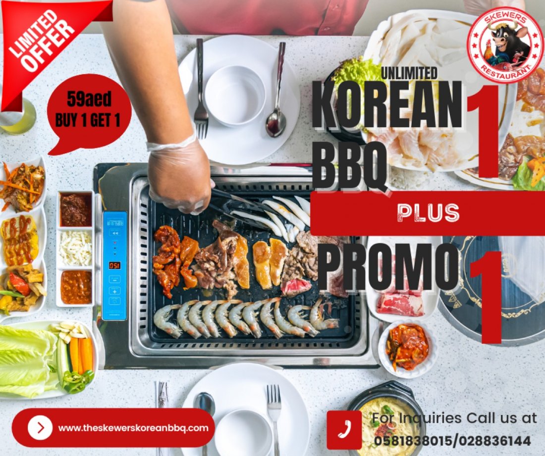Buy 1 Get 1 Promo on our Unlimited Korean BBQ, The Skewers Restaurant