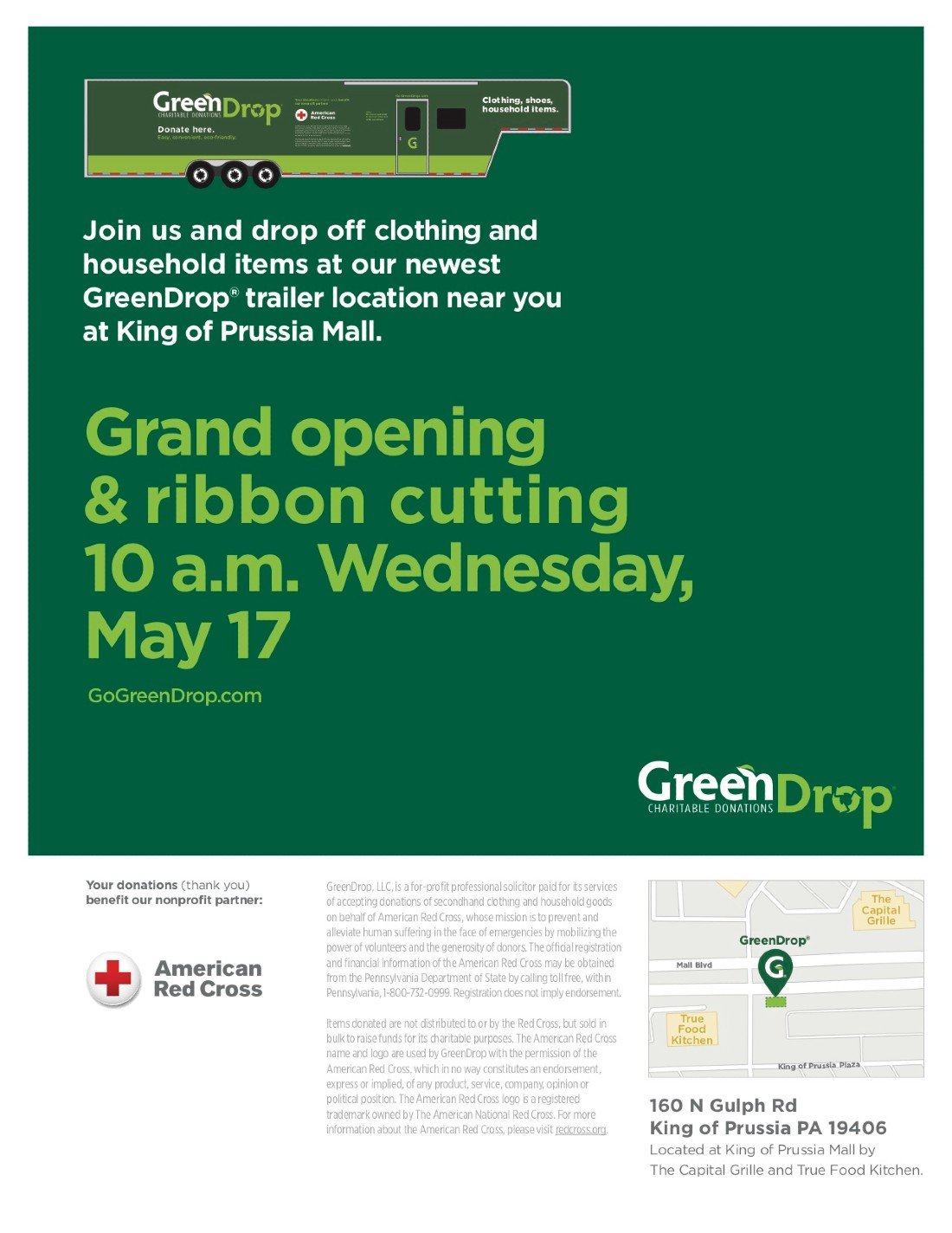 GreenDrop is hosting a ribbon cutting for new King of Prussia Mall