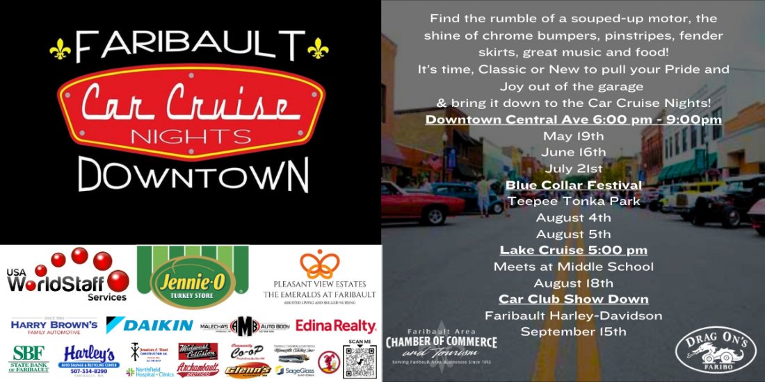 Faribault Car Cruise Nights, Central Avenue North, Faribault, MN, USA