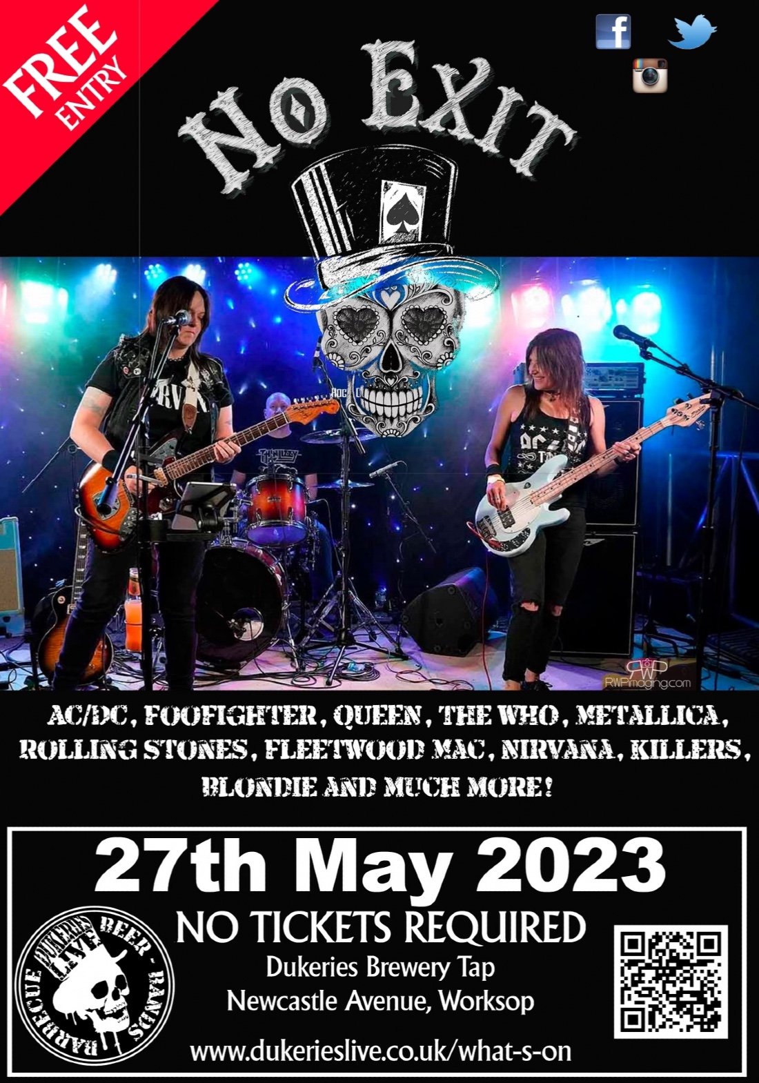 No Exit Rock Covers Band FREE ENTRY, Dukeries Brewery Tap