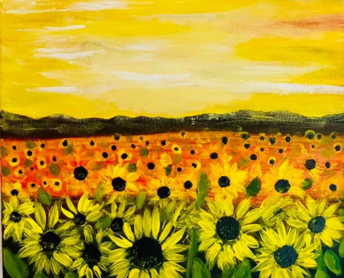 Sunflower field paint night Troutdale Station! , Troutdale Station