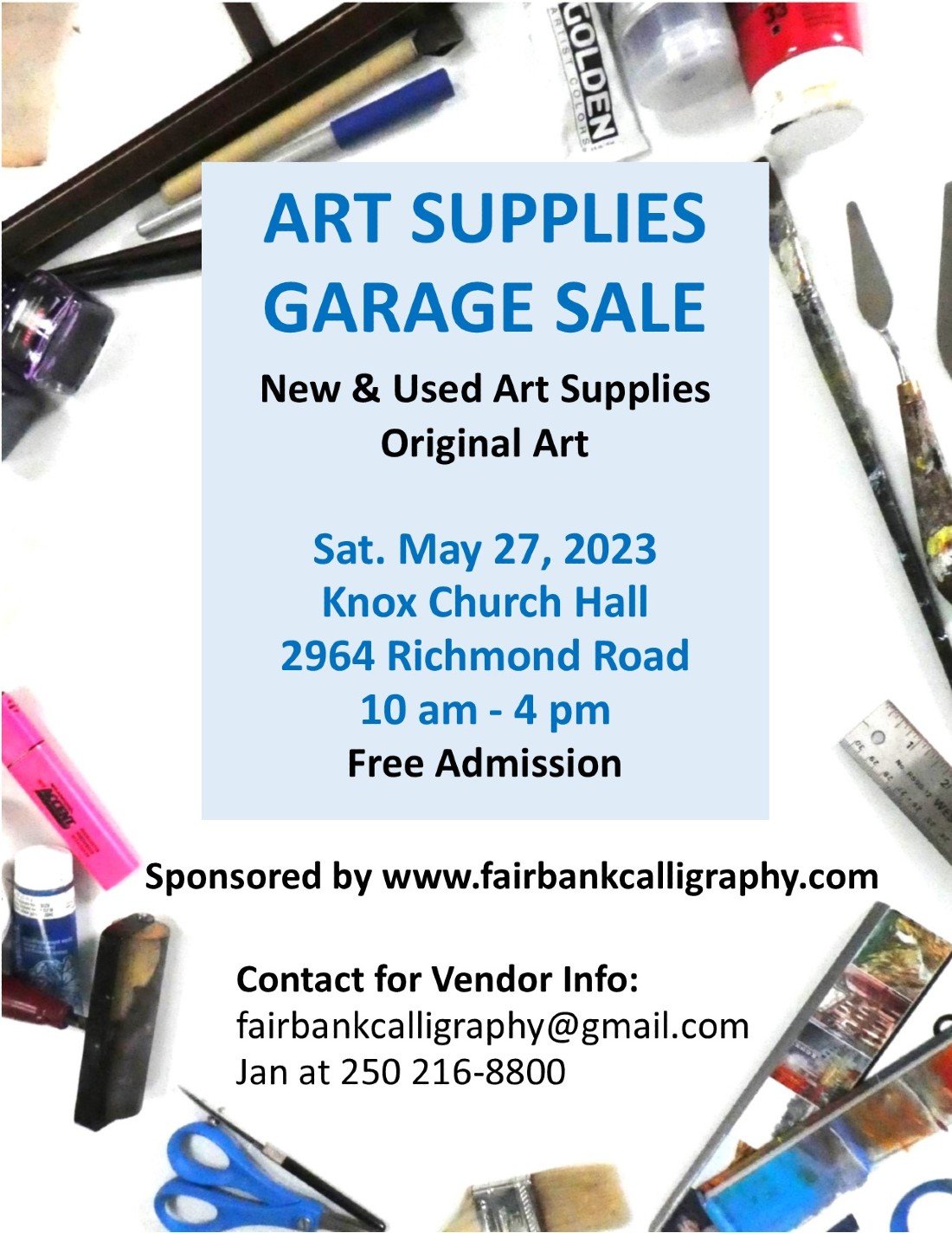 Art Supplies Garage Sale, Knox Presbyterian Church, Victoria, 27 May