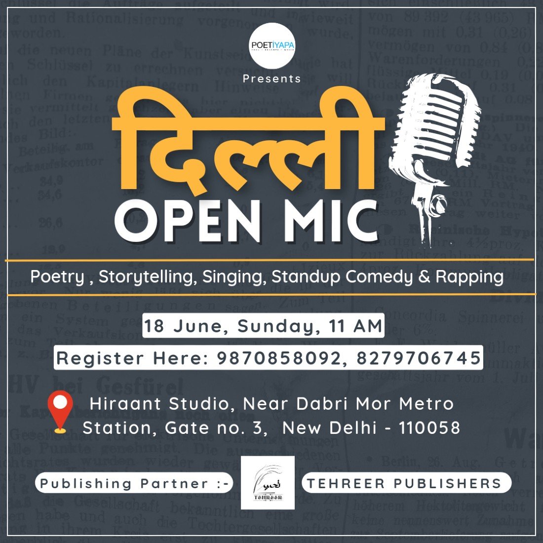 OPEN MIC IN DELHI Poetry, Storytelling, Singing, Rapping, Standup