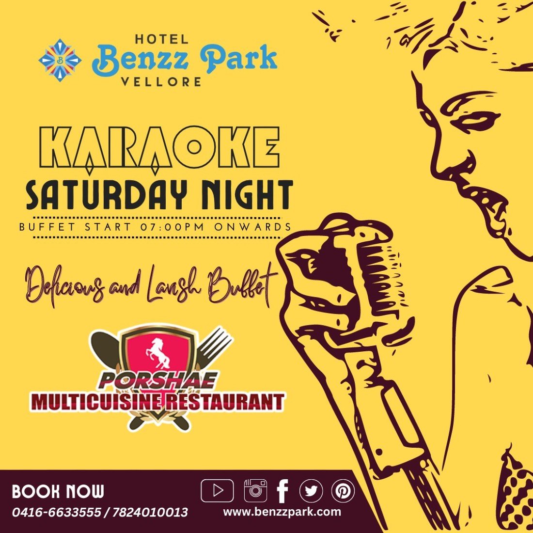 Karaoke Night Buffet Dinner Every SaturdayPorshae, Hotel Benzz Park