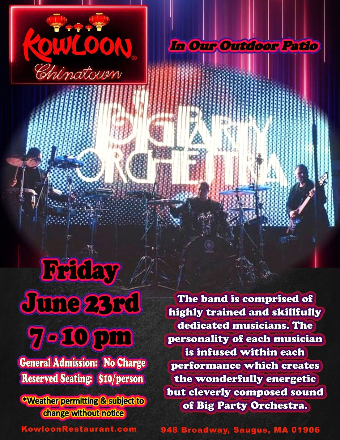 Live Music Big Night Orchestra Band, Kowloon Restaurant, Saugus, 23