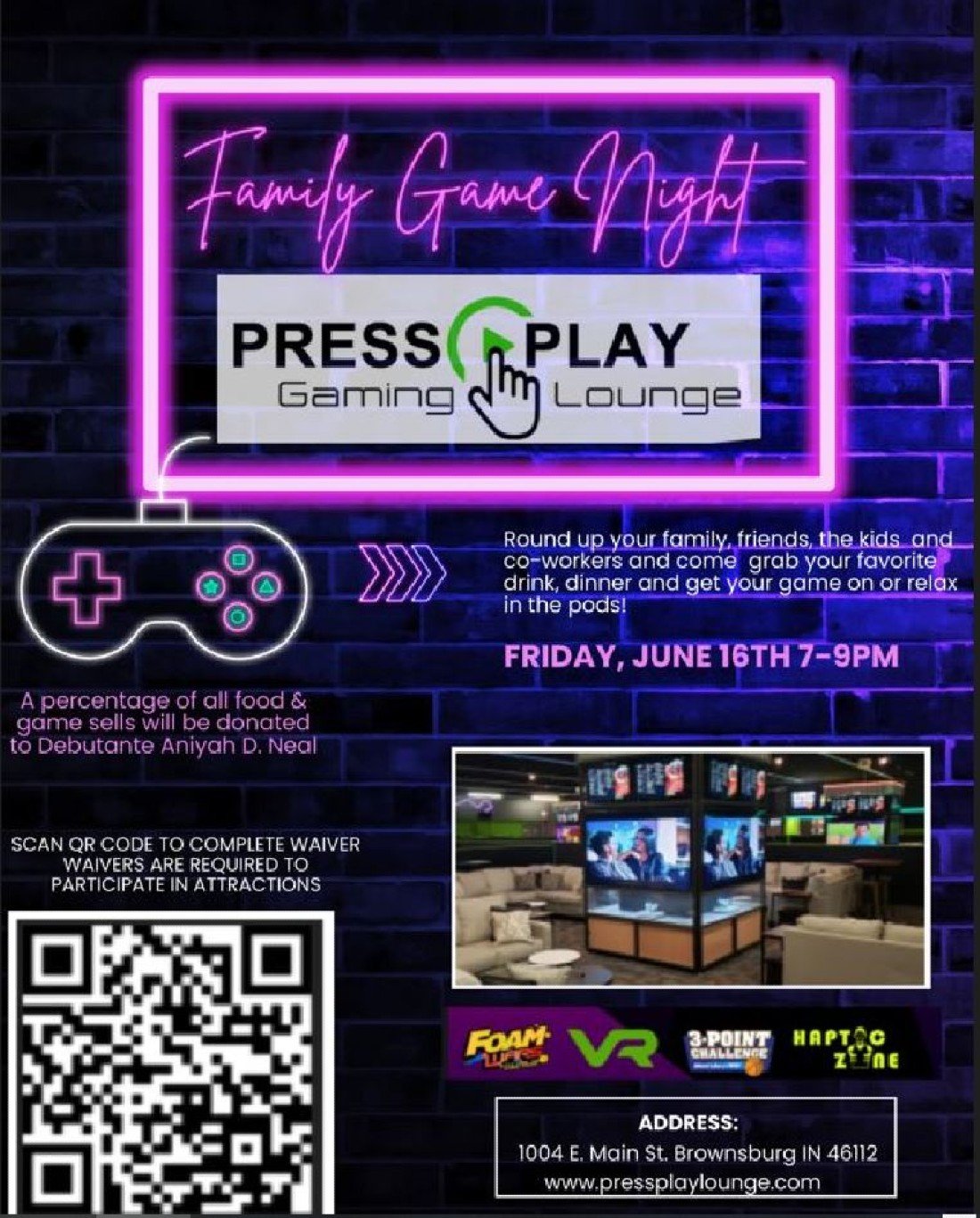 Family Game Night Tickets, Press Play Gaming Lounge, East Main Street