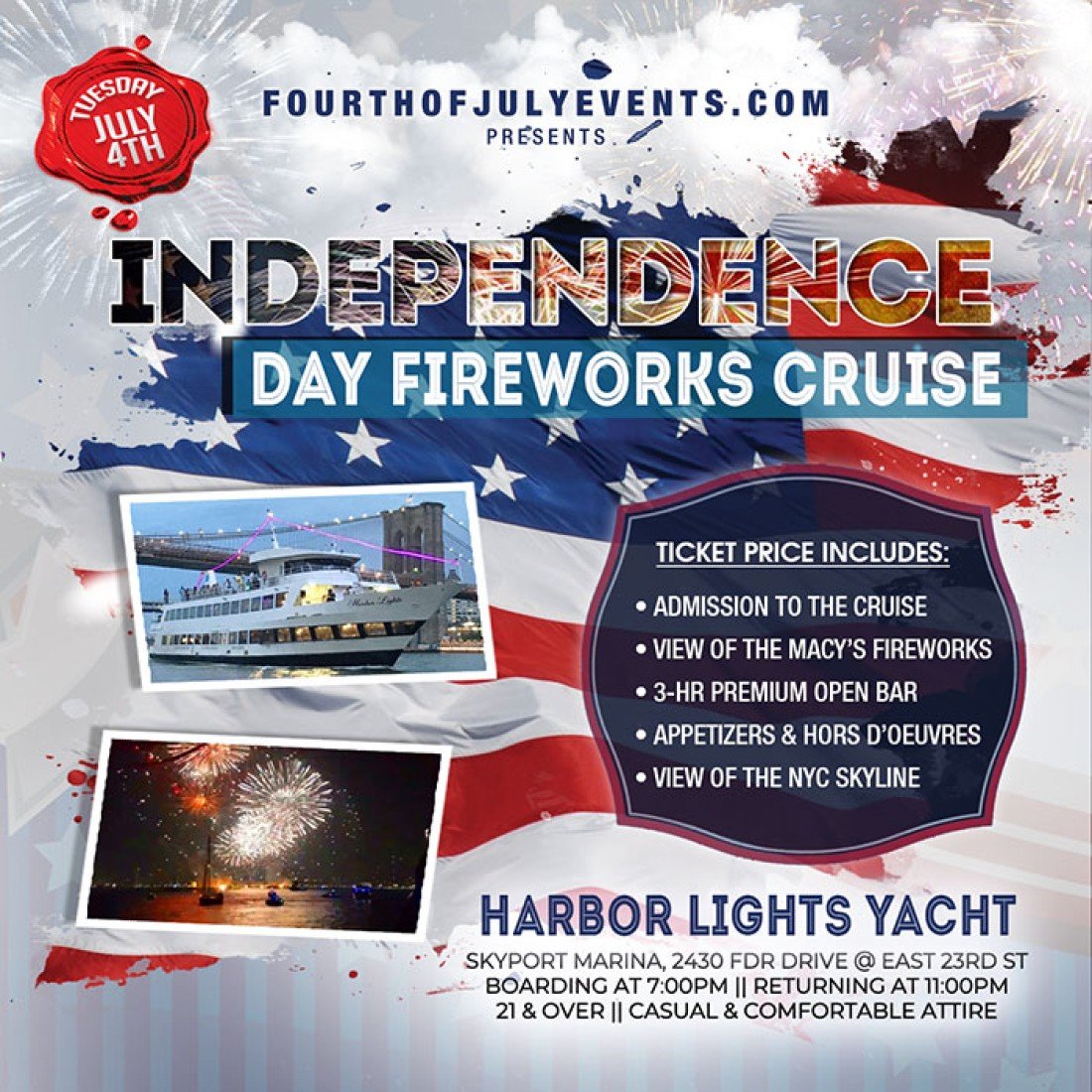  fourthofjulyevents independence day fireworks cruise skyport marina 