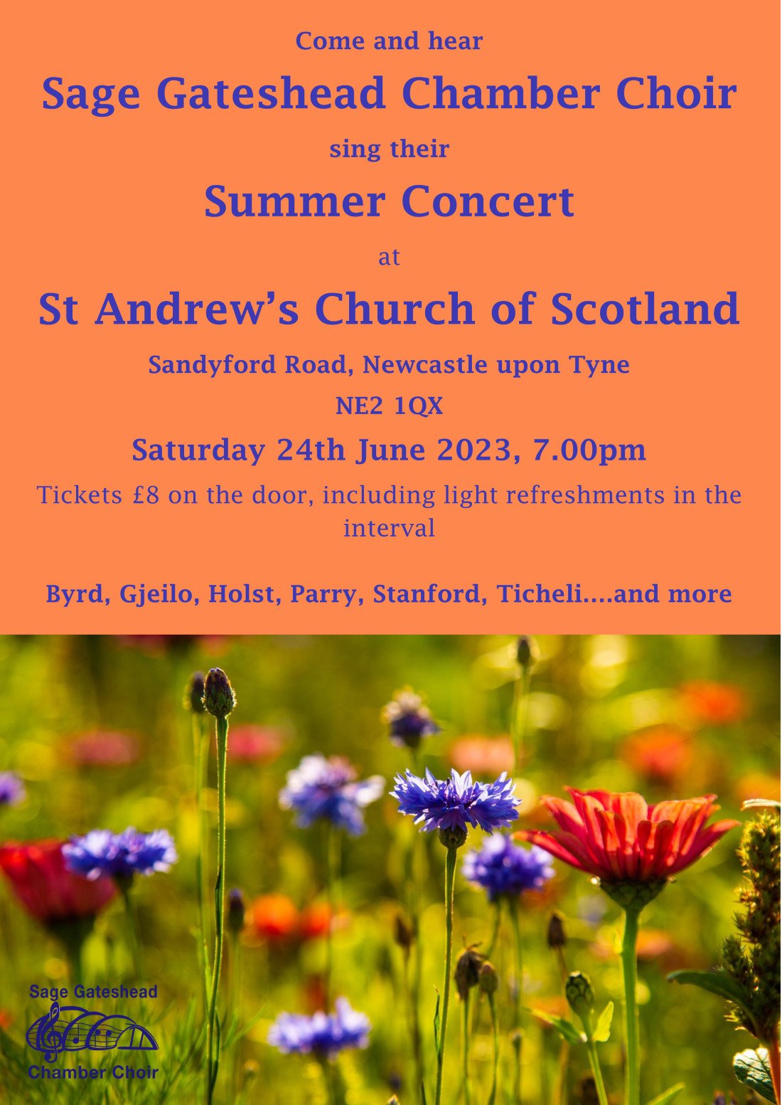 Sage Gateshead Chamber Choir Summer Concert, St Andrew's Church of