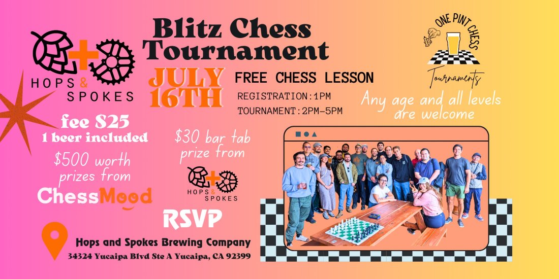 Fun Blitz Chess Tournament in Hops and Spokes (Chess+Beer+Good People