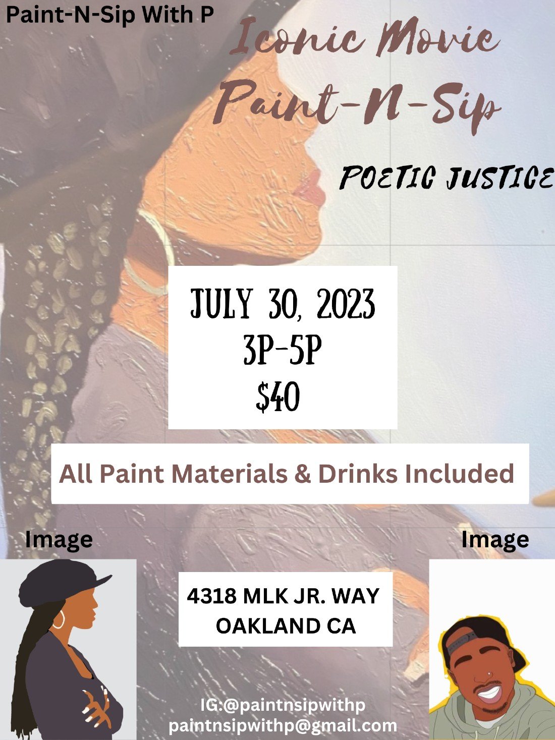 Iconic Movie Poetic Justice PaintNSip, PaintNSip With P Studio