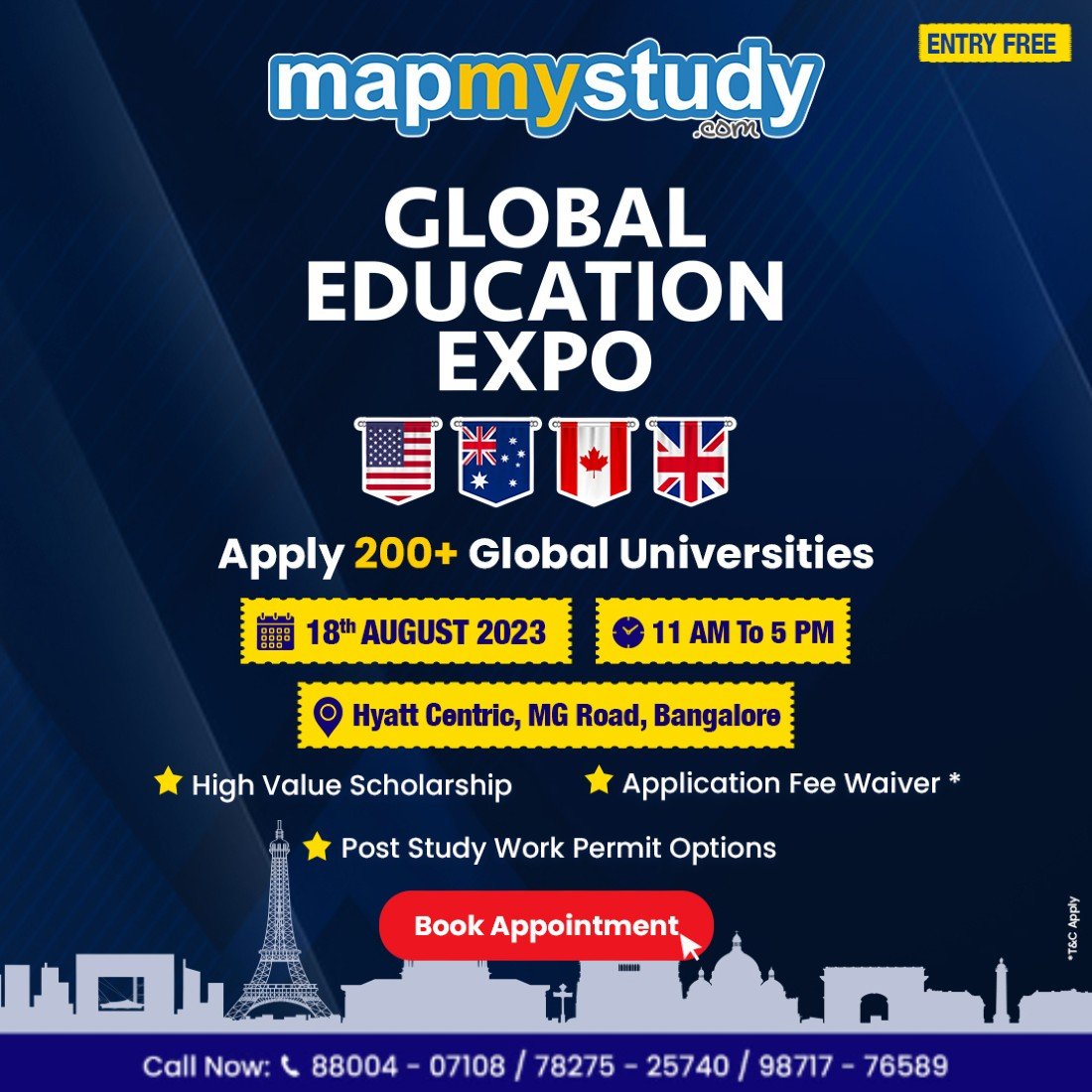 Global Education Expo Bangalore Education Fair 2023, Hyatt Centric, MG Road, Bangalore, 18