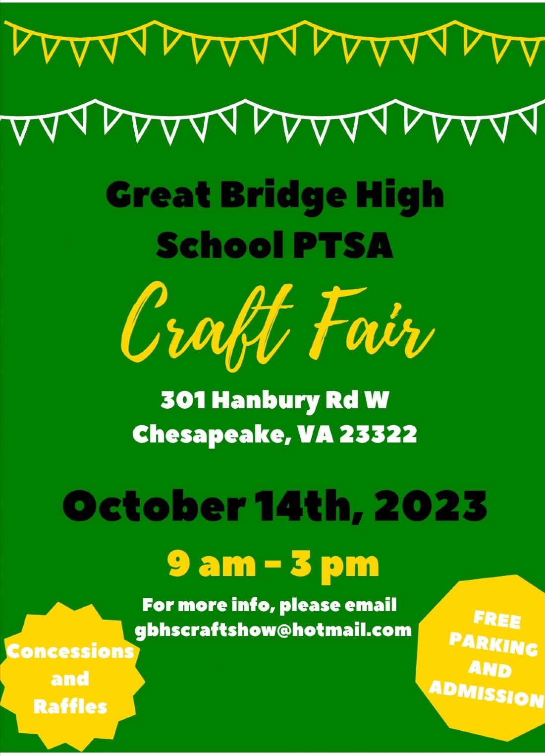 Great Bridge High School PTSA Annual Fall Craft Fair, Great Bridge High