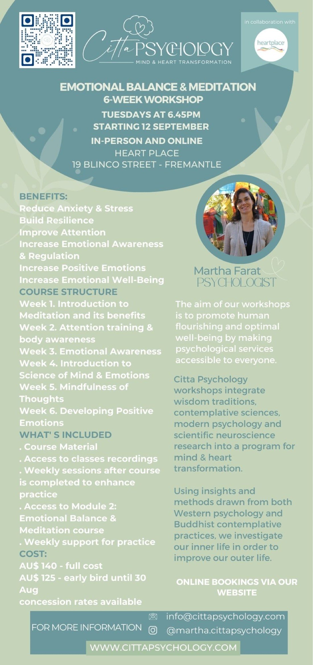 EMOTIONAL BALANCE & MEDITATION 6 WEEK Heart Place, Fremantle