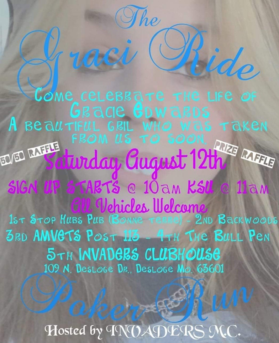 The Gracie Ride and Poker Run, Hubs Pub anf Grill, Bonne Terre, 12