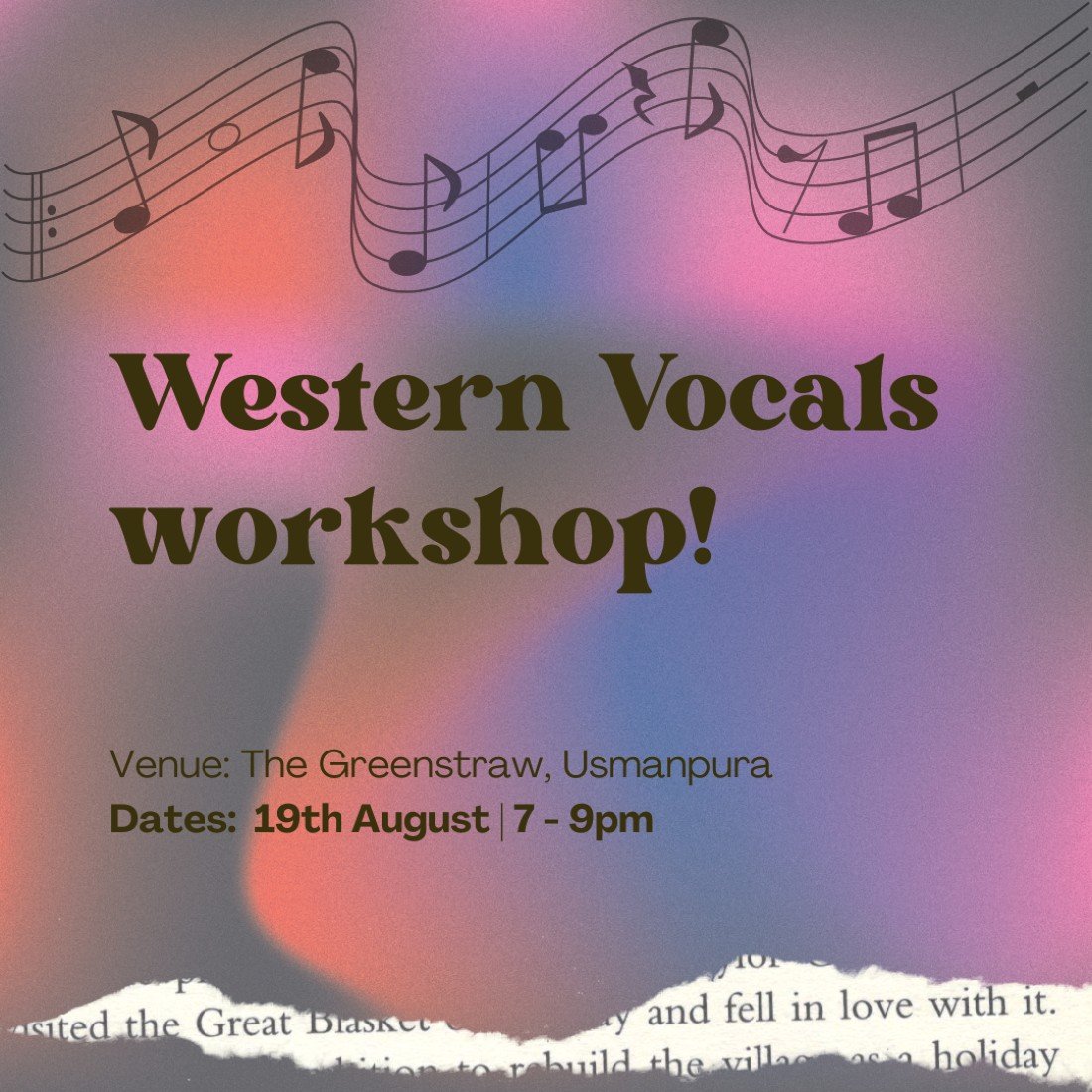 Western Vocals The Greenstraw House, Ahmedabad, 19 August 2023 AllEvents.in